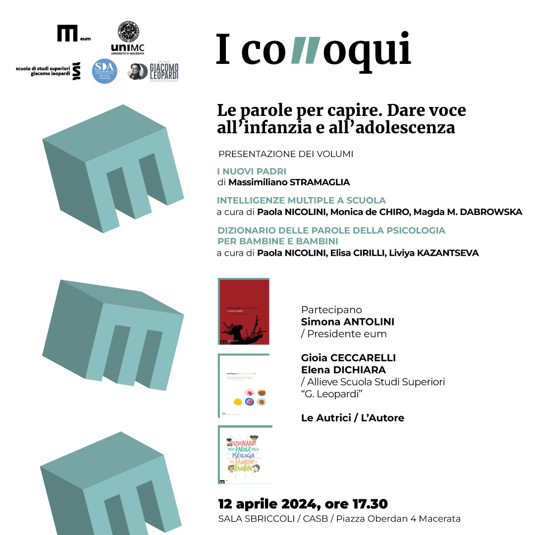 Incontro con gli autori e presentazione di libri 12 aprile 2024 17.30 Colloqui eum