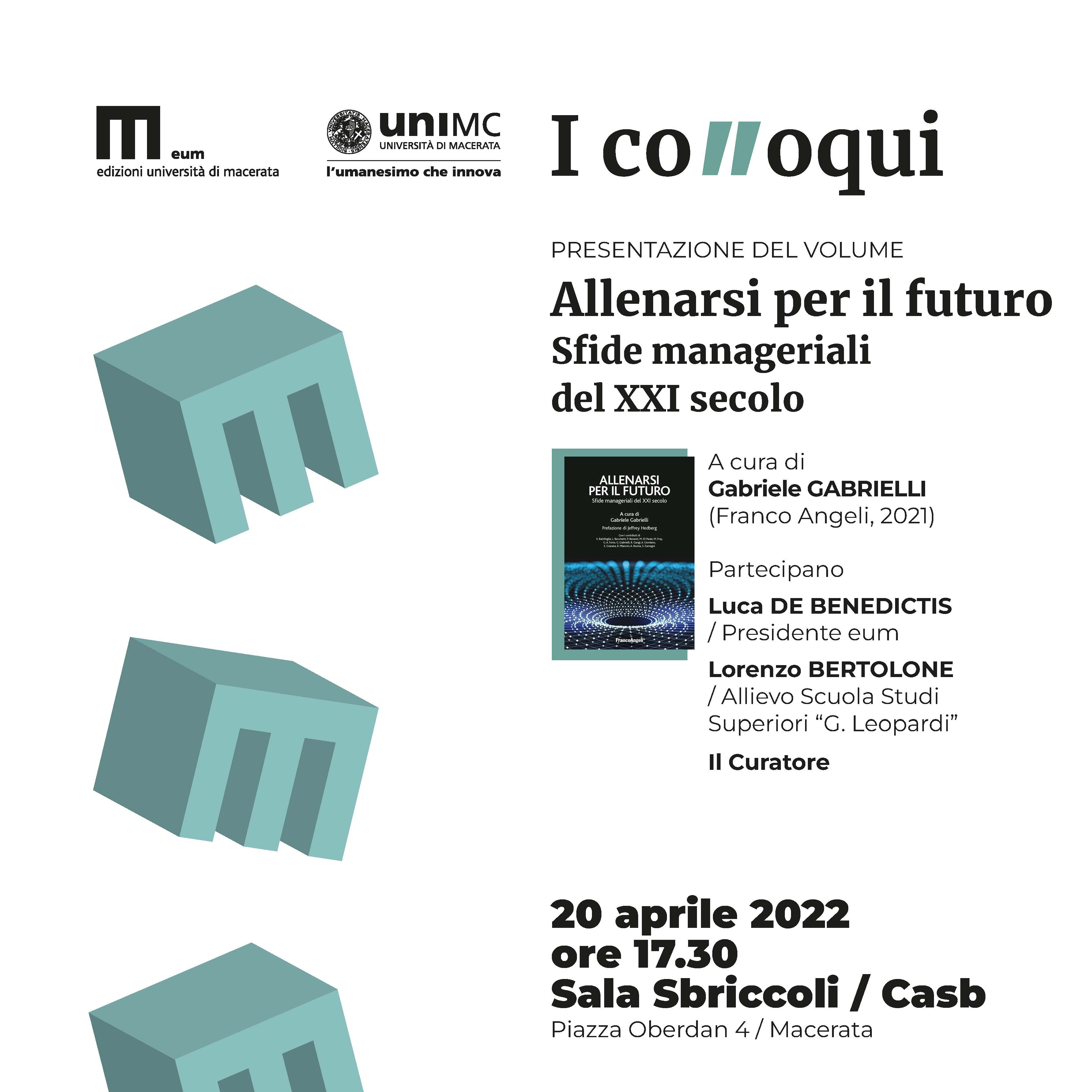 Locandina presentazione Allenarsi per il futuro Presentazione 20 aprile 2022 ore 1730