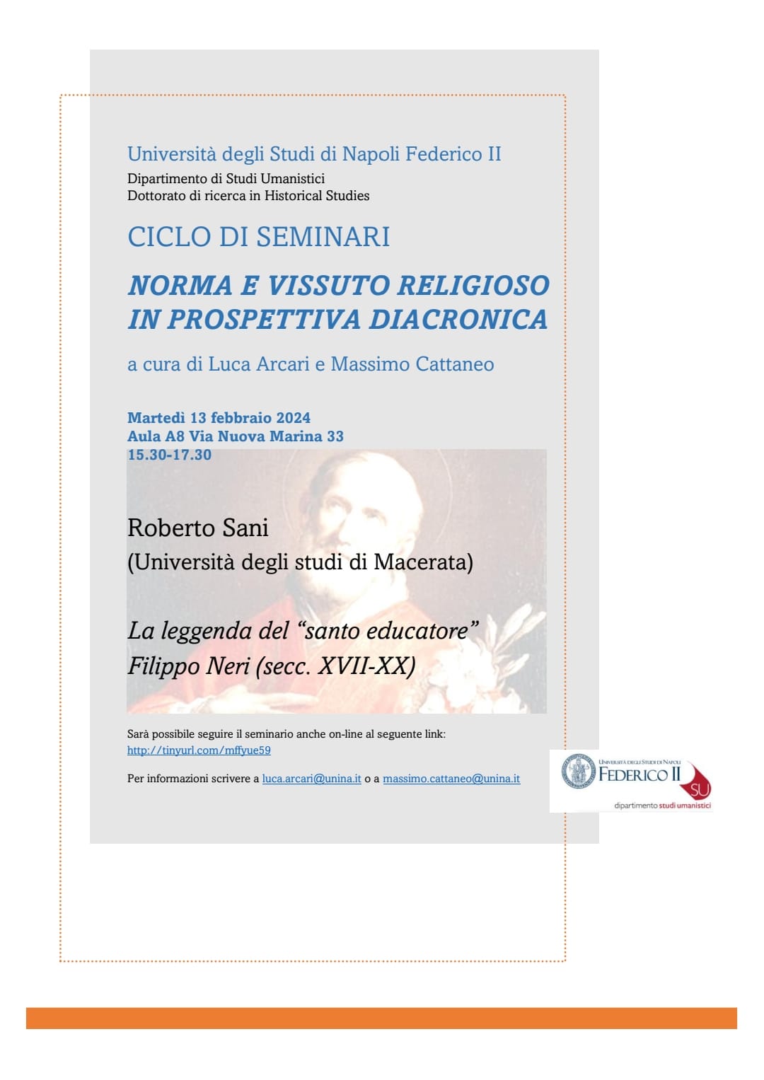 Locandina presentazione La leggenda del santo educatore a Napoli 13 febbraio 2024 a Napoli