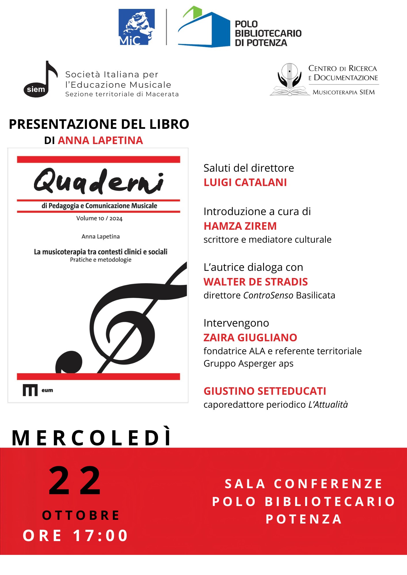 Locandina presentazione libro di Anna Lapetina